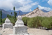 Ladakh - A large group of chortens close to Shey palace 